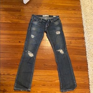 BKE straight leg distressed style jean